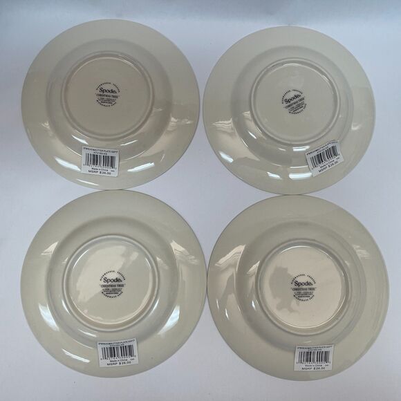 Spode Christmas Tree Bread & Butter Plates Green Band Lot of 4 - Retail $26 each - Picture 8 of 12